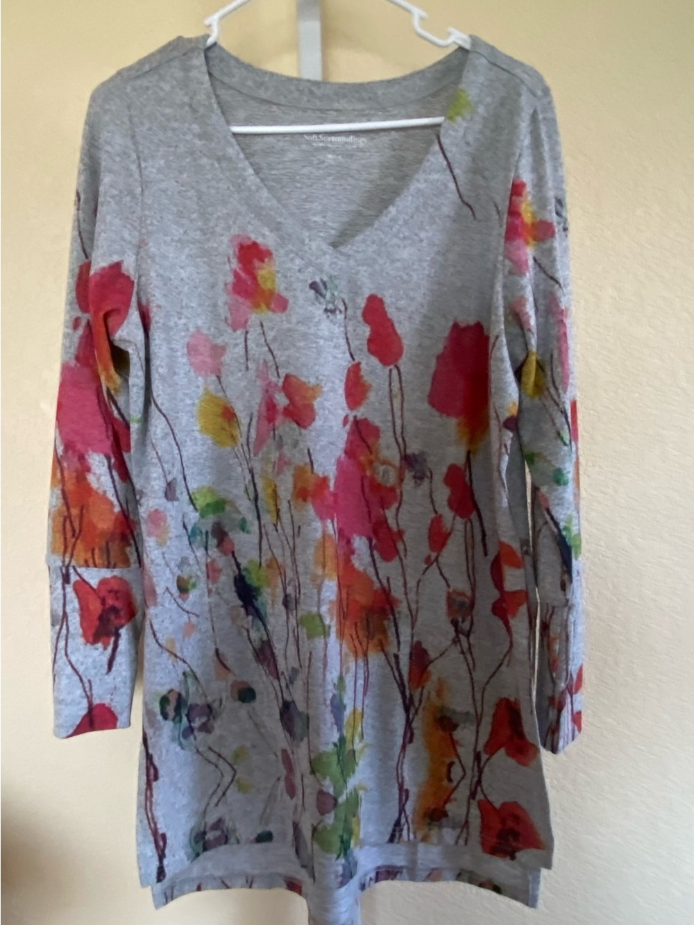 Soft Surroundings Heather Gray V-Neck Top